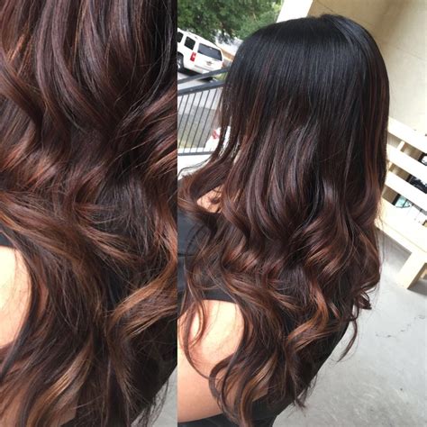 black hair caramel balayage|FOILAYAGE .